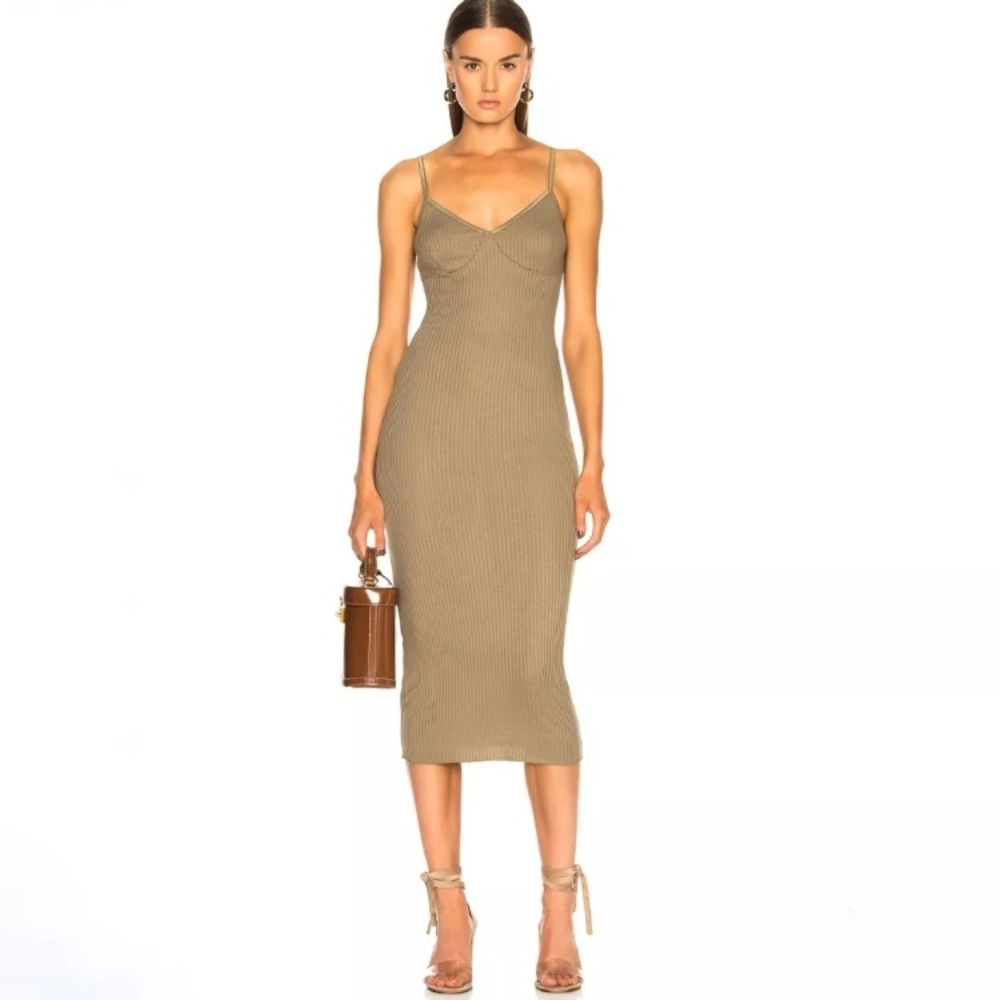 🇺🇸 ENZA COSTA RIB STRAPPY BRA MIDI DRESS - Picture 3 of 8